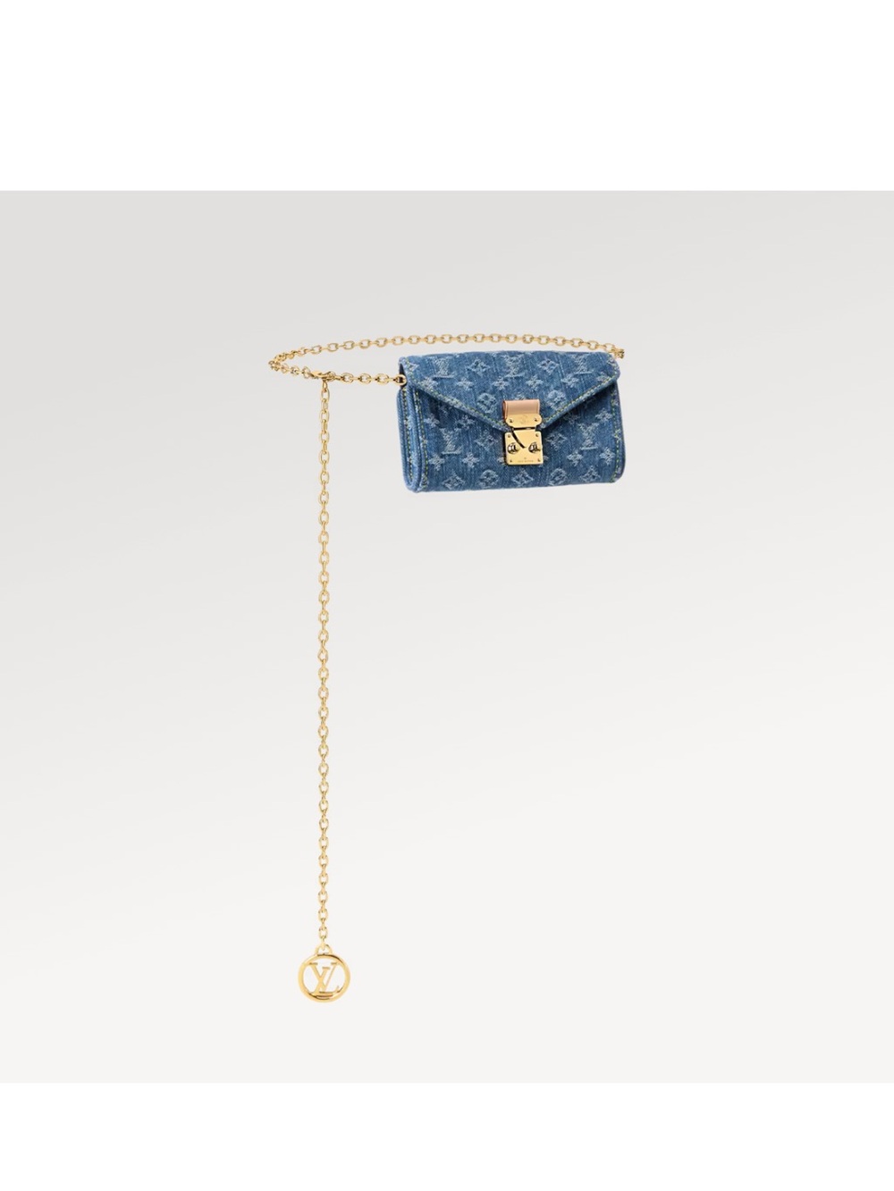 Louis Vuitton Denim Pouch Metis Belt Mini Pochette in Dark Blue with Gold Chain